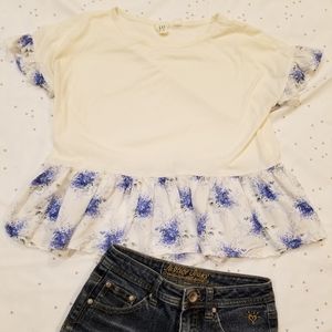 Gap Girls Floral Ruffled Peasant Top .